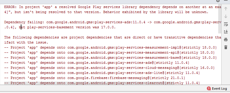 services library dependency depends